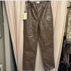 Wilfred Taupe Faux Leather Pants